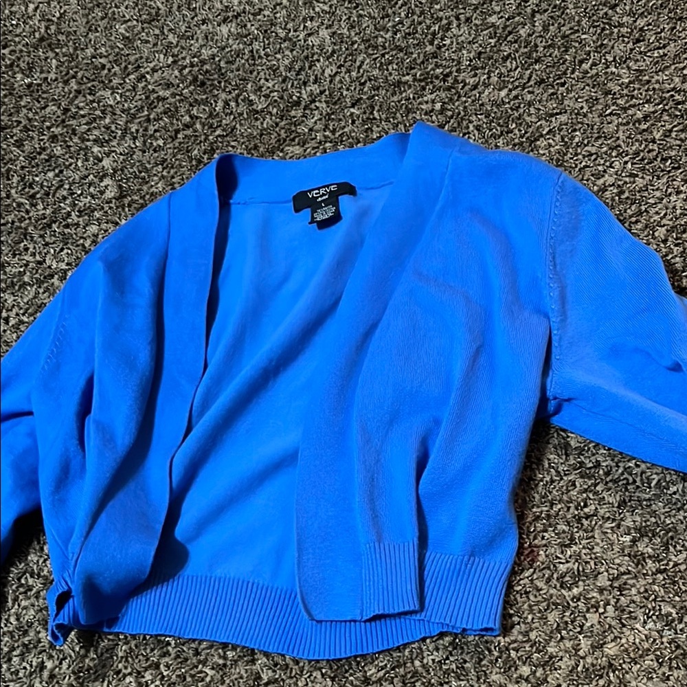 Verva Blue Cardigan Sweater with Relaxed Fit